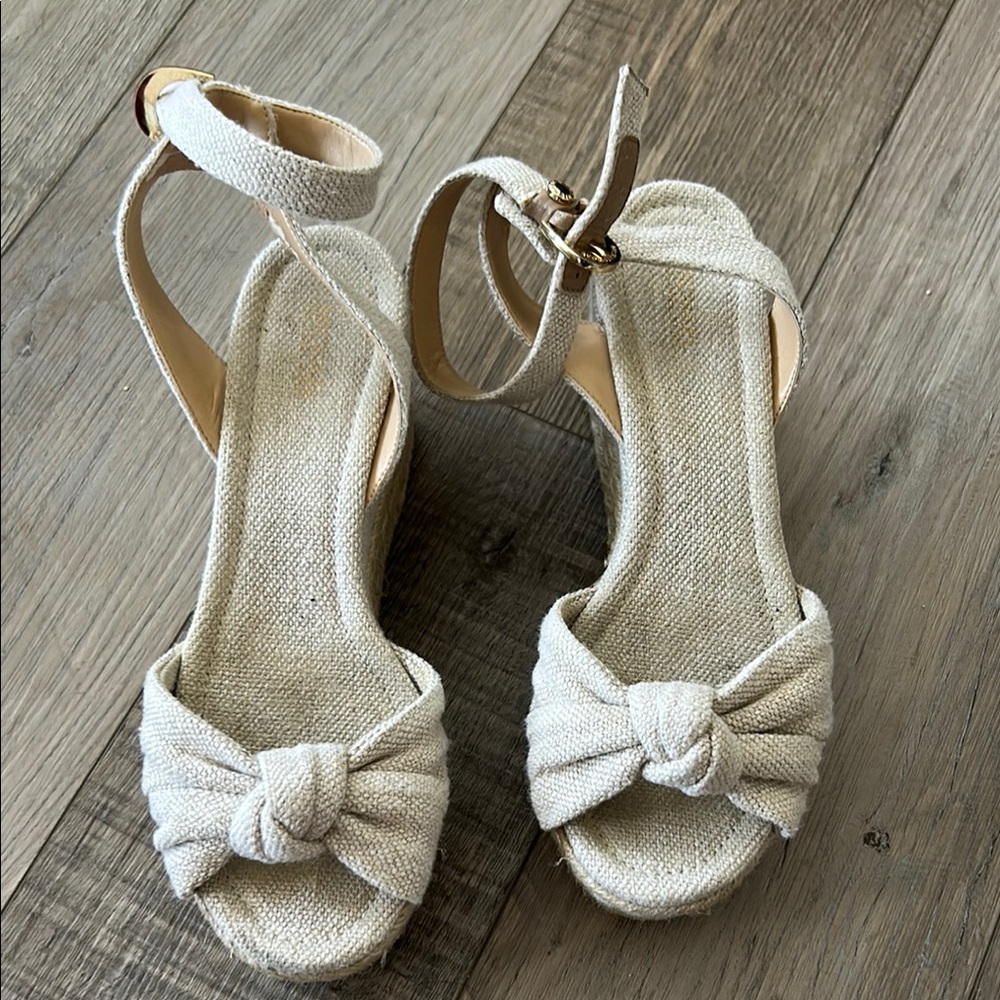 MICHAEL Michael Kors Cream Wedge Sandals with Bow